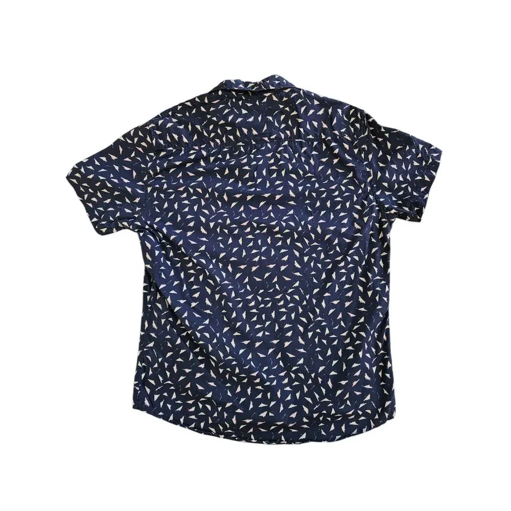 MBX Premium Goods Button Down Shirt Short Sleeve Blue‎ Geometric Mens Medium